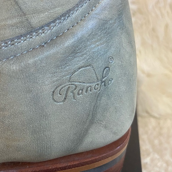 Unique light green leather cowboy boots, W 9, marbled green leather - Picture 7 of 8